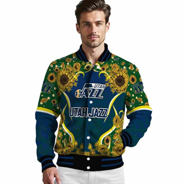 utah jazz sunflower bloom navy yellow jacket high quality