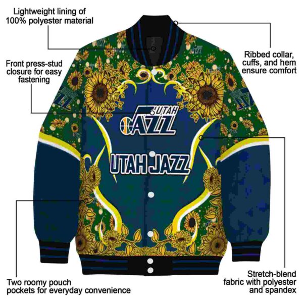 utah jazz sunflower bloom navy yellow jacket new arrival
