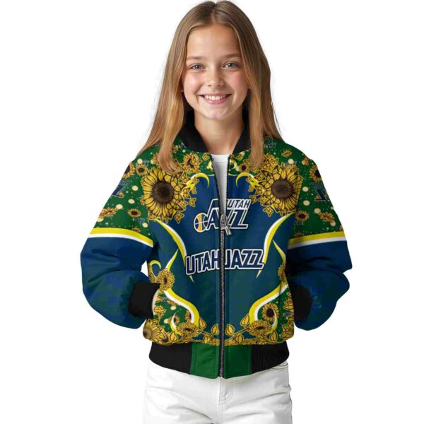 utah jazz sunflower bloom navy yellow jacket top rated