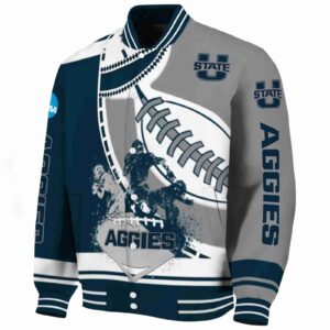 utah state aggies baseball stitching grey white jacket best selling