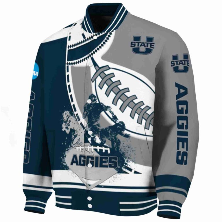 utah state aggies baseball stitching grey white jacket best selling