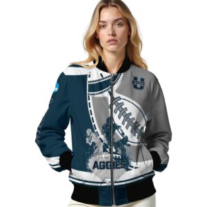 utah state aggies baseball stitching grey white jacket latest model