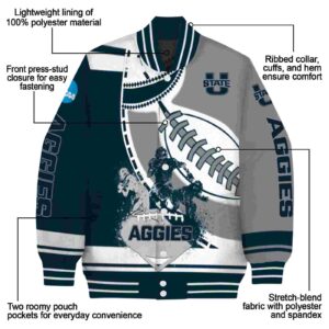 utah state aggies baseball stitching grey white jacket new arrival