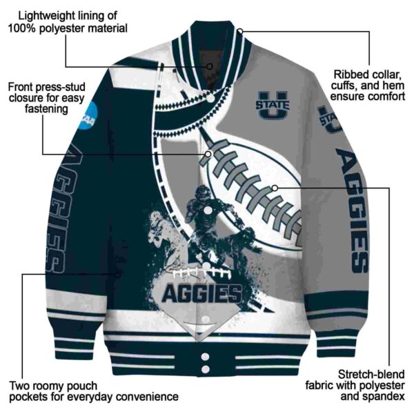 utah state aggies baseball stitching grey white jacket new arrival