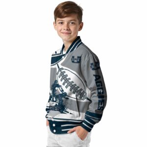 utah state aggies baseball stitching grey white jacket trendy