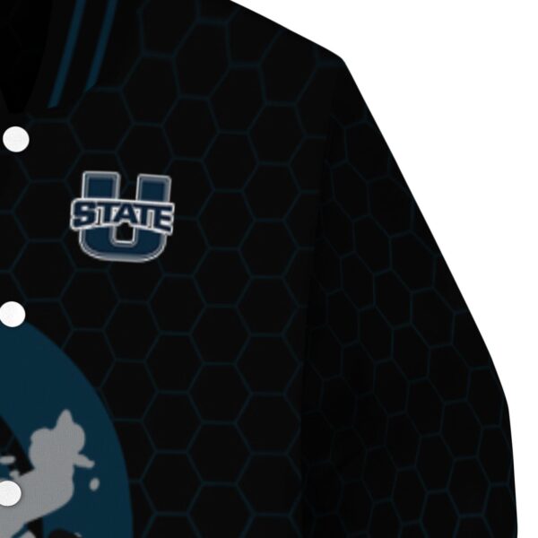 utah state aggies hexagonal pattern navy black jacket premium grade
