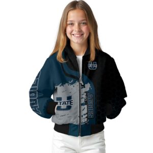 utah state aggies hexagonal pattern navy black jacket top rated