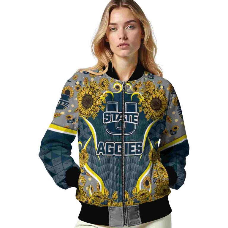 utah state aggies sunflower bloom navy yellow jacket latest model