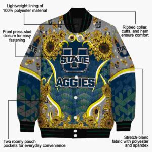 utah state aggies sunflower bloom navy yellow jacket new arrival