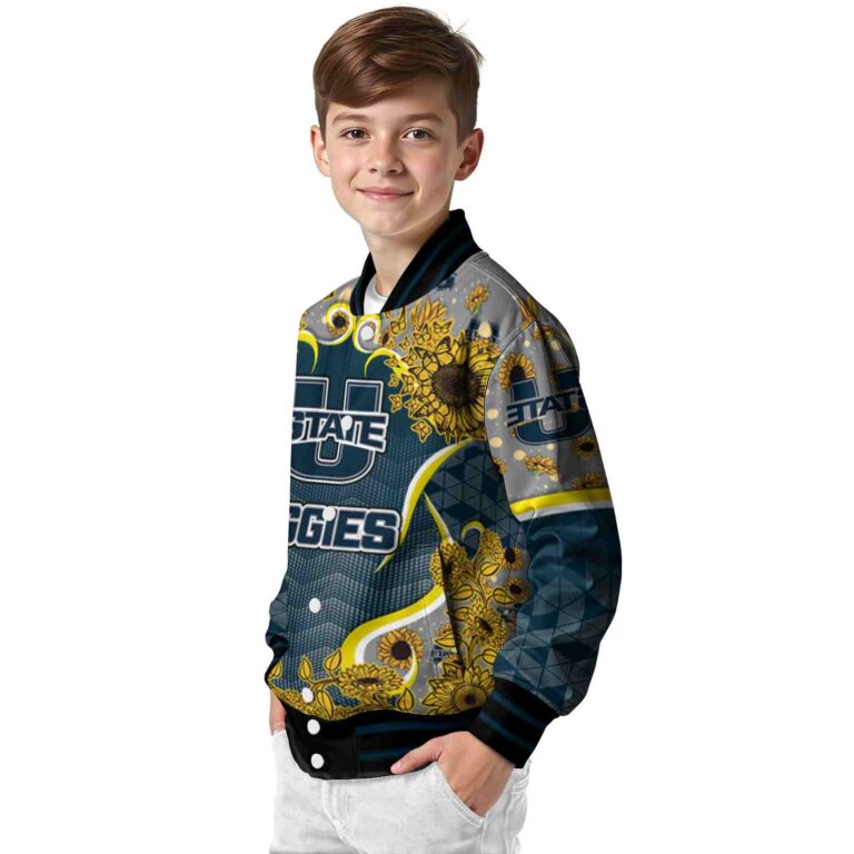 utah state aggies sunflower bloom navy yellow jacket trendy