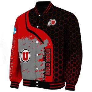 utah utes hexagonal pattern red black jacket best selling