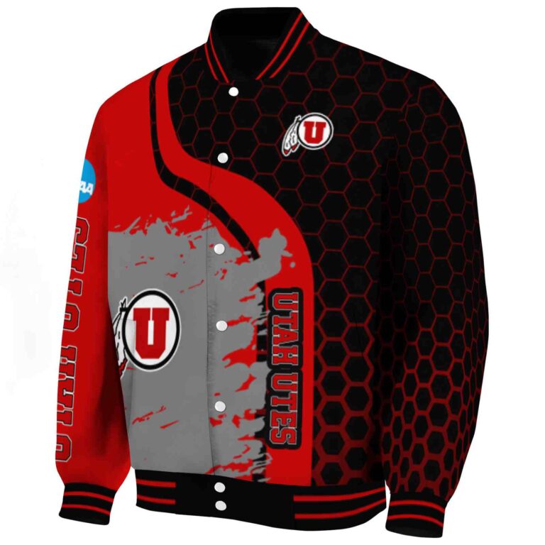utah utes hexagonal pattern red black jacket best selling