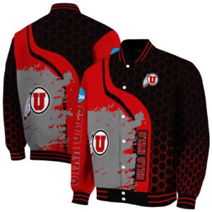 utah utes hexagonal pattern red black jacket fashion forward