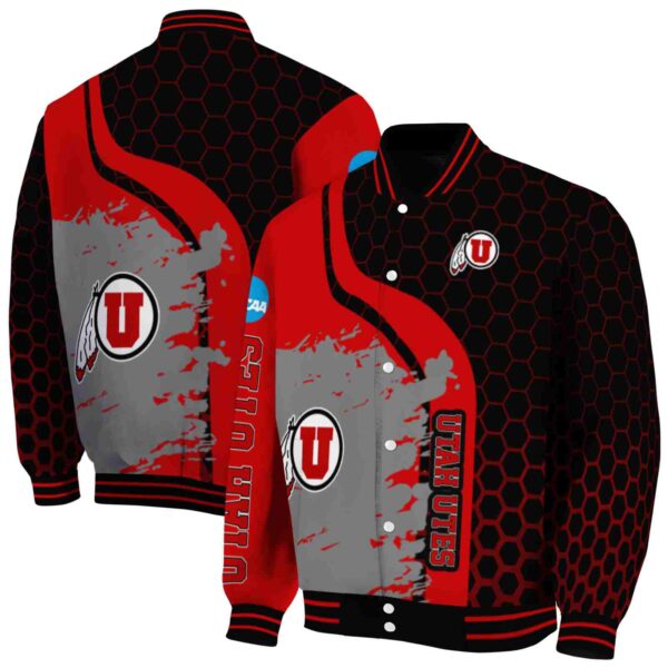 utah utes hexagonal pattern red black jacket fashion forward