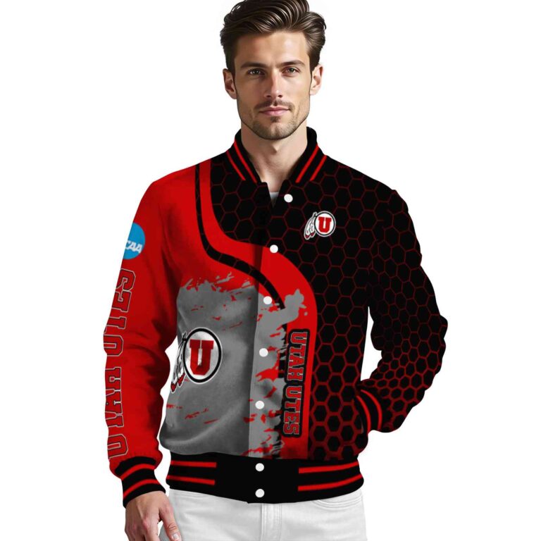 utah utes hexagonal pattern red black jacket high quality