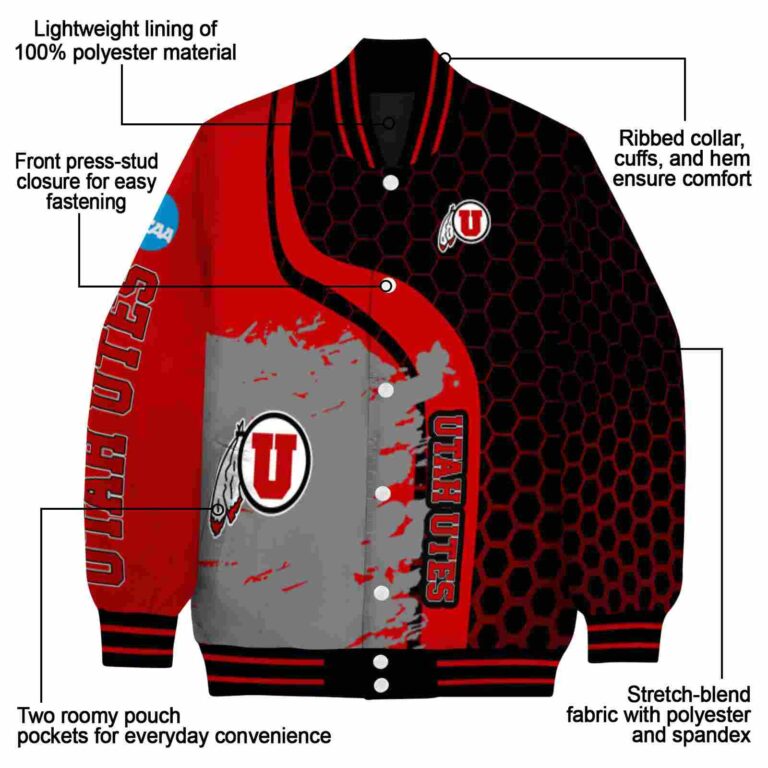 utah utes hexagonal pattern red black jacket new arrival