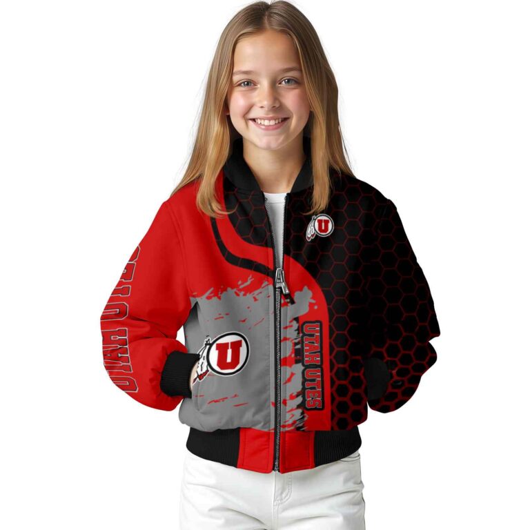 utah utes hexagonal pattern red black jacket top rated