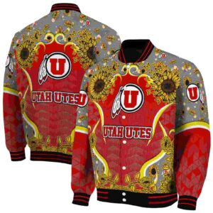 utah utes sunflower bloom red yellow jacket fashion forward