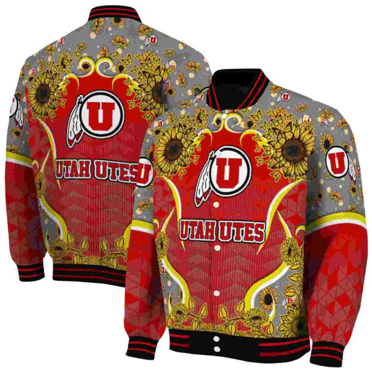 utah utes sunflower bloom red yellow jacket fashion forward