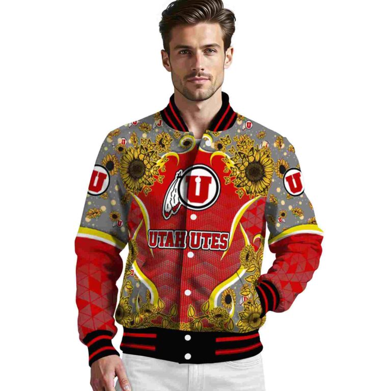 utah utes sunflower bloom red yellow jacket high quality
