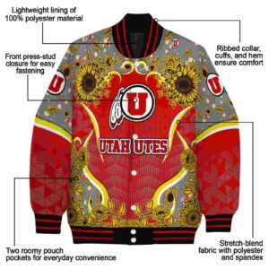 utah utes sunflower bloom red yellow jacket new arrival