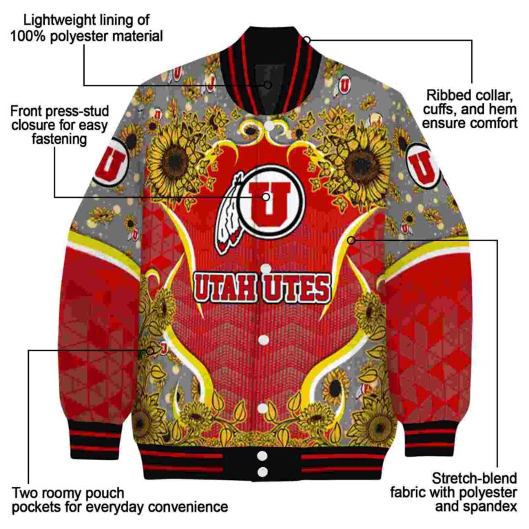 utah utes sunflower bloom red yellow jacket new arrival