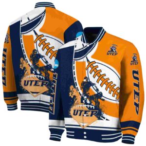 utep miners baseball stitching orange white jacket fashion forward