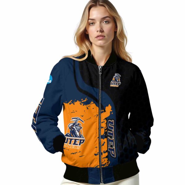 utep miners hexagonal pattern blue black jacket latest model