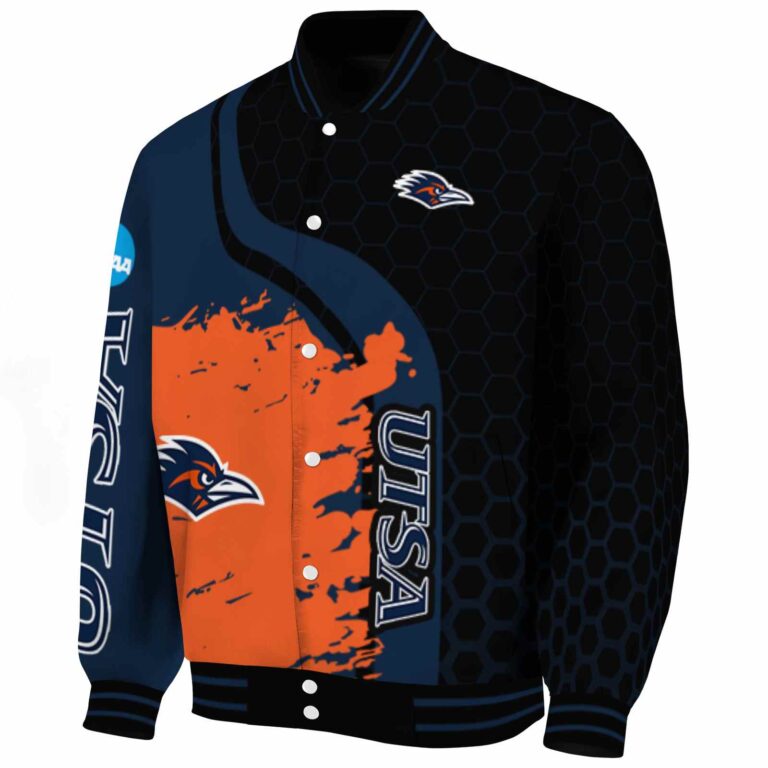 utsa roadrunners hexagonal pattern orange black jacket best selling