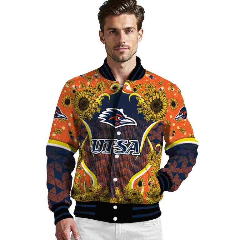 utsa roadrunners sunflower bloom orange yellow jacket high quality