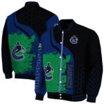 vancouver canucks hexagonal pattern blue black jacket best selling