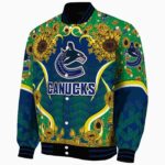 vancouver canucks sunflower bloom blue yellow jacket best selling