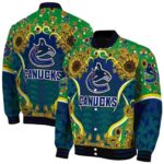 vancouver canucks sunflower bloom blue yellow jacket best selling