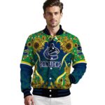 vancouver canucks sunflower bloom blue yellow jacket best selling