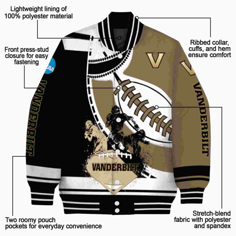 vanderbilt commodores baseball stitching gold white jacket new arrival