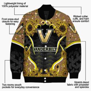 vanderbilt commodores sunflower bloom black yellow jacket new arrival