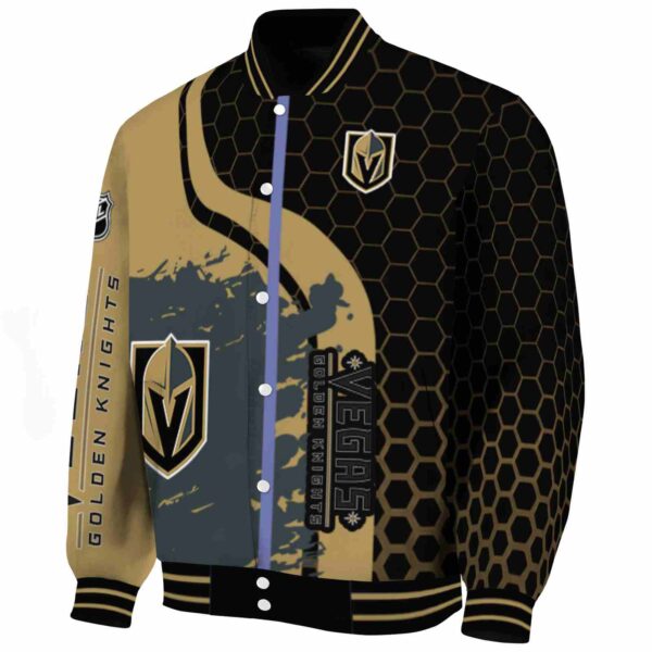 vegas golden knights hexagonal pattern tan black jacket best selling