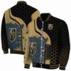 vegas golden knights hexagonal pattern tan black jacket fashion forward
