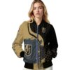 vegas golden knights hexagonal pattern tan black jacket latest model