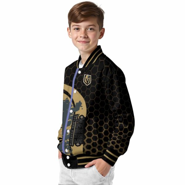 vegas golden knights hexagonal pattern tan black jacket trendy
