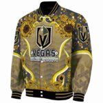 vegas golden knights sunflower bloom tan yellow jacket best selling