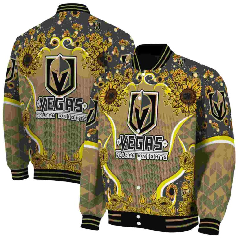 vegas golden knights sunflower bloom tan yellow jacket fashion forward