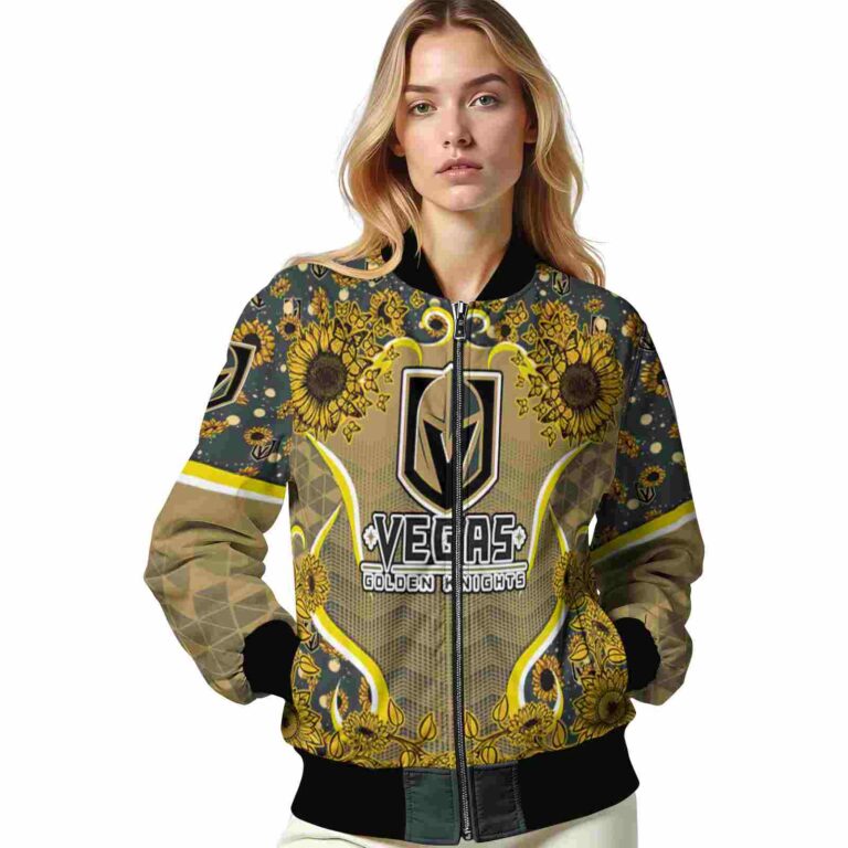 vegas golden knights sunflower bloom tan yellow jacket latest model