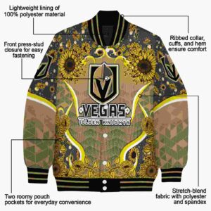 vegas golden knights sunflower bloom tan yellow jacket new arrival