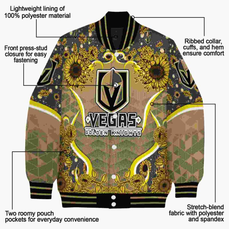 vegas golden knights sunflower bloom tan yellow jacket new arrival