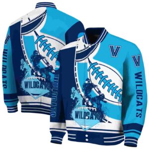 villanova wildcats baseball stitching light blue white jacket fashion forward