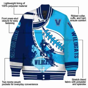 villanova wildcats baseball stitching light blue white jacket new arrival