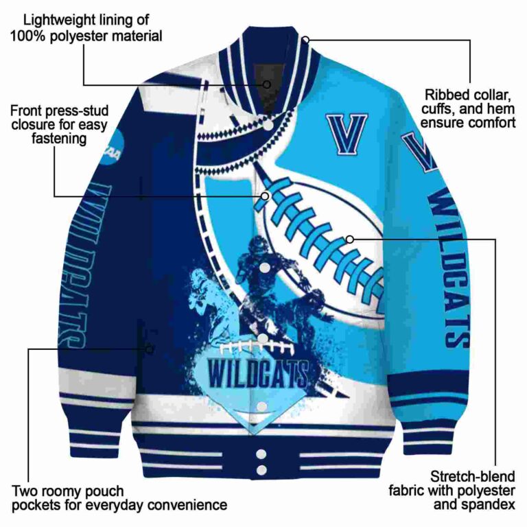 villanova wildcats baseball stitching light blue white jacket new arrival