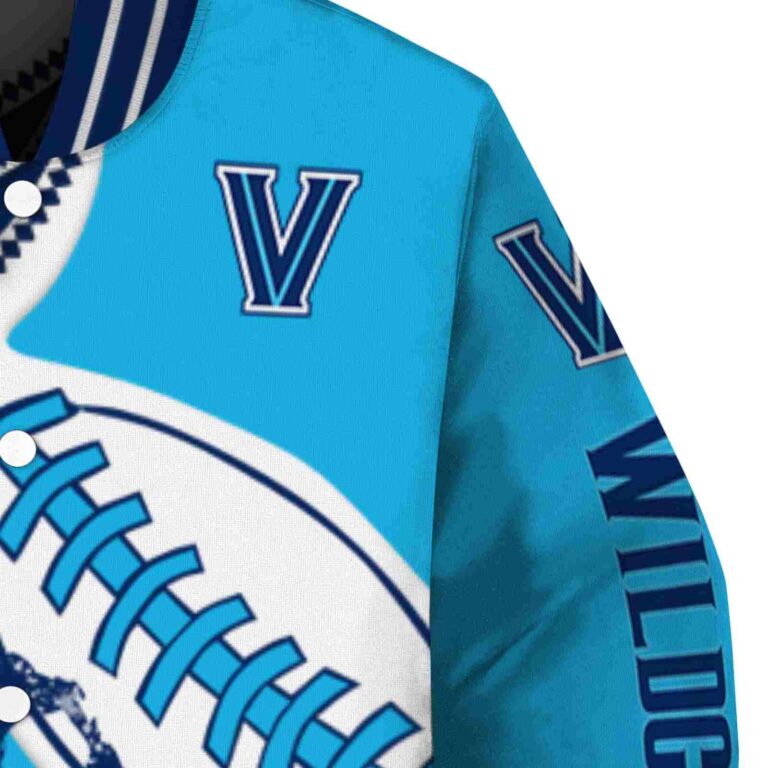 villanova wildcats baseball stitching light blue white jacket premium grade