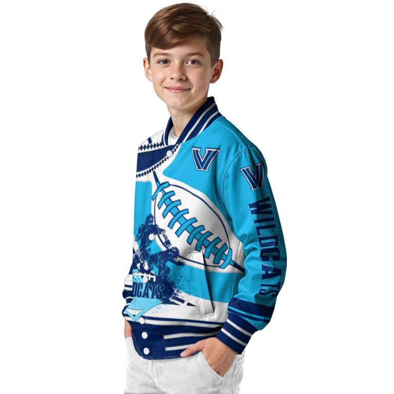 villanova wildcats baseball stitching light blue white jacket trendy